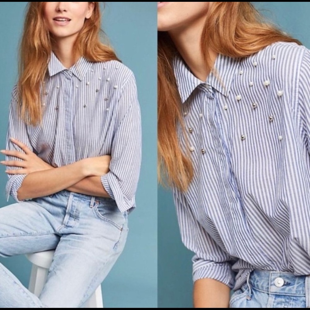 Rails - Taylor Banker Stripe Top with Pearls